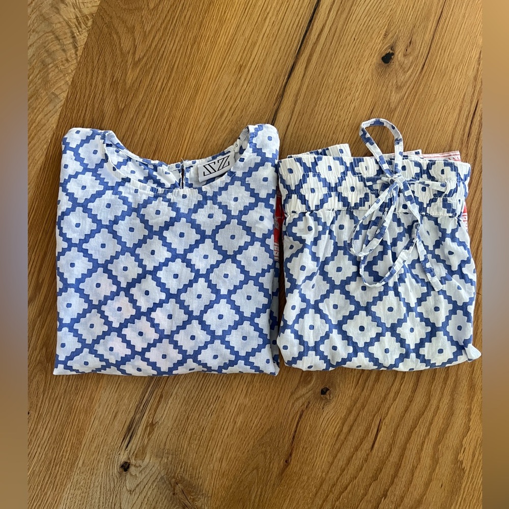 SET-J.CREW x SZ BLOCKPRINTS SHORT SLEEVE TOP & MINI SKIRT SET, SIZE S. - Picture 11 of 12